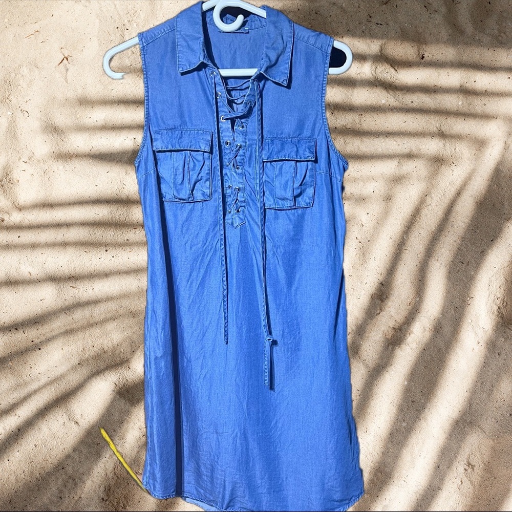 (2 for $25) DEX Chambray Tie Up Dress